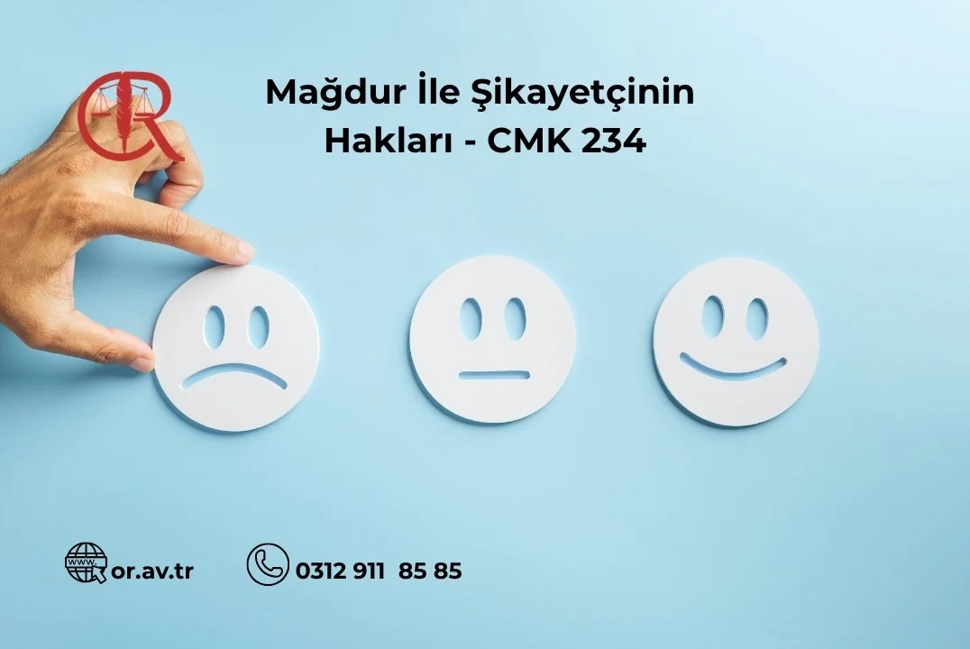Mağdur ve şikayetçi hakları başlığı altında farklı yüz ifadeleri taşıyan daireler.