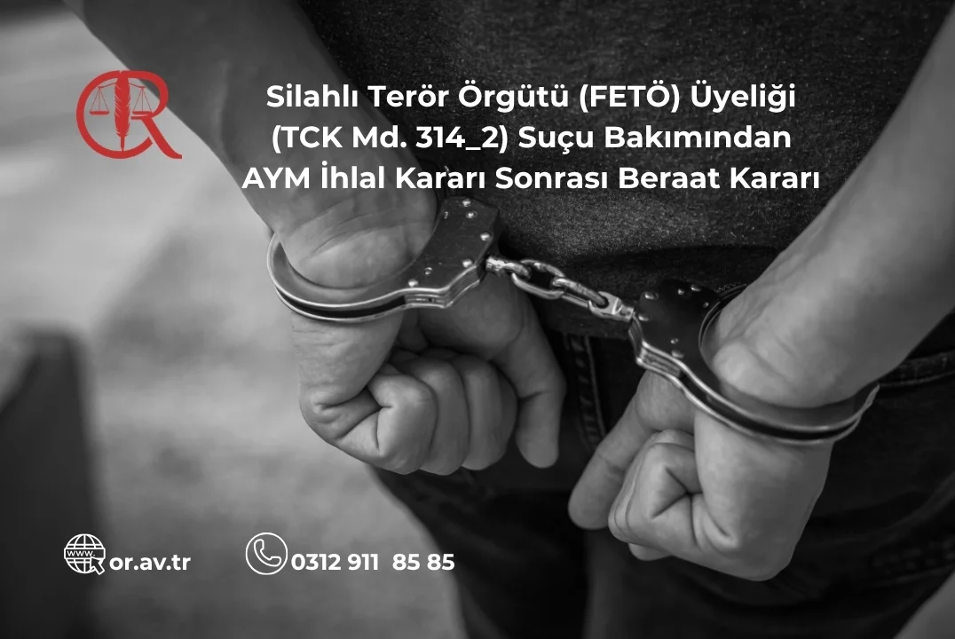AYM ihlal kararı sonrası beraat başlığı ve kelepçeli ellerin siyah beyaz görüntüsü.